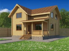 3D-изображение дома из бруса по проекту ДБ-160