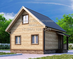 ДБ - 186 - проект дома из бруса 6х7 с мансардой и крыльцом