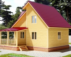 ДБ-61 Проект дома из бруса 8X8 - 88 кв.м - 2 этажа - с террасой